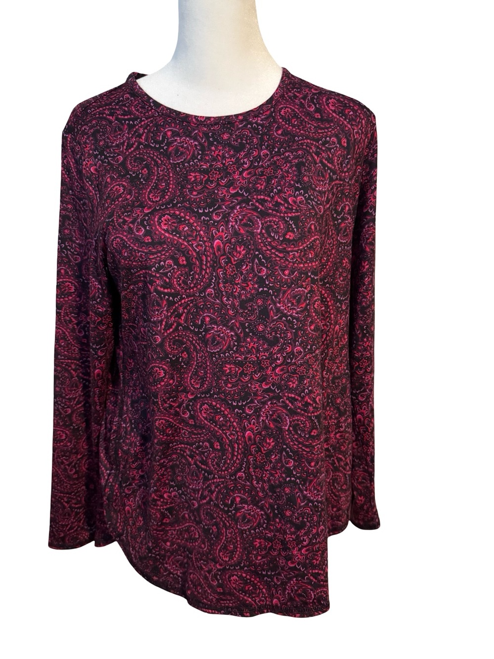 J. Jill Paisley Long-Sleeve Tee Fit Performance Small Layering